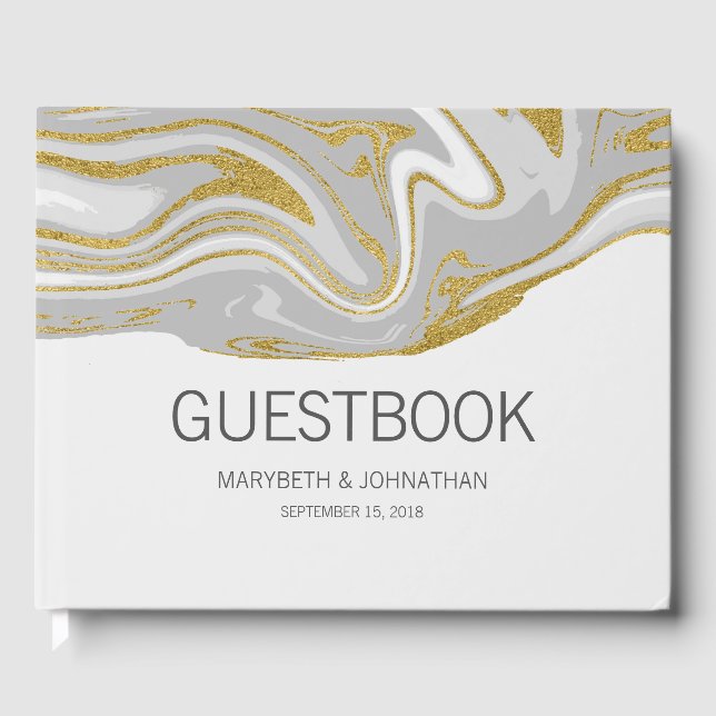 Modernes Gästebuch aus Marmor und Gold (Vorderseite)