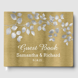 Modernes Gästebuch für Silber und Gold Floral