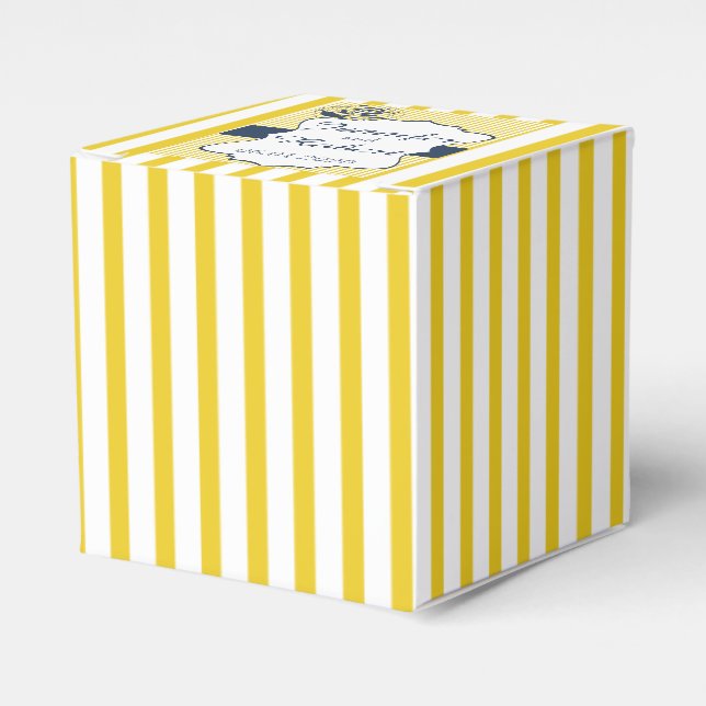 Modernes Gastgeschenk Hochzeit mit blauen und gelb Geschenkschachtel (Vorderseite)
