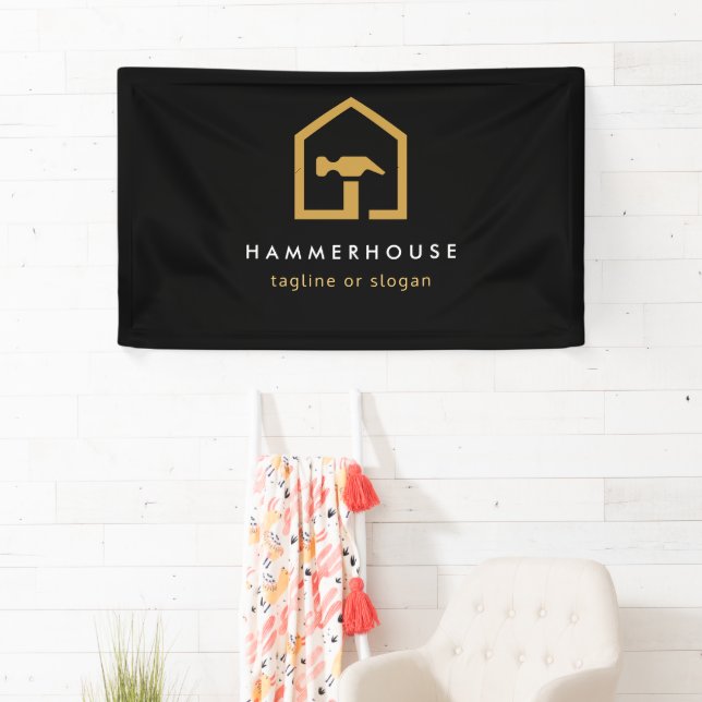 Modernes Gebäude für Schwarz und Golden Constructi Banner (Insitu)