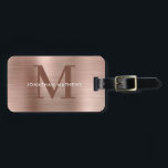 Modernes, gebürstetes Metallic-Rose-Gold-Monogramm Gepäckanhänger<br><div class="desc">Moderne,  gebürstete Metallic-Rose Gold Monogram Gepäckmarke</div>