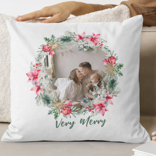 Modernes Gedicht Poinsettia Roter Grüner Kreide We Kissen