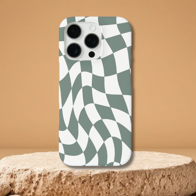 Modernes Gehäuse für Wavy Green Checkerboard iPhon iPhone 16 Pro Hülle (Von Creator hochgeladen)
