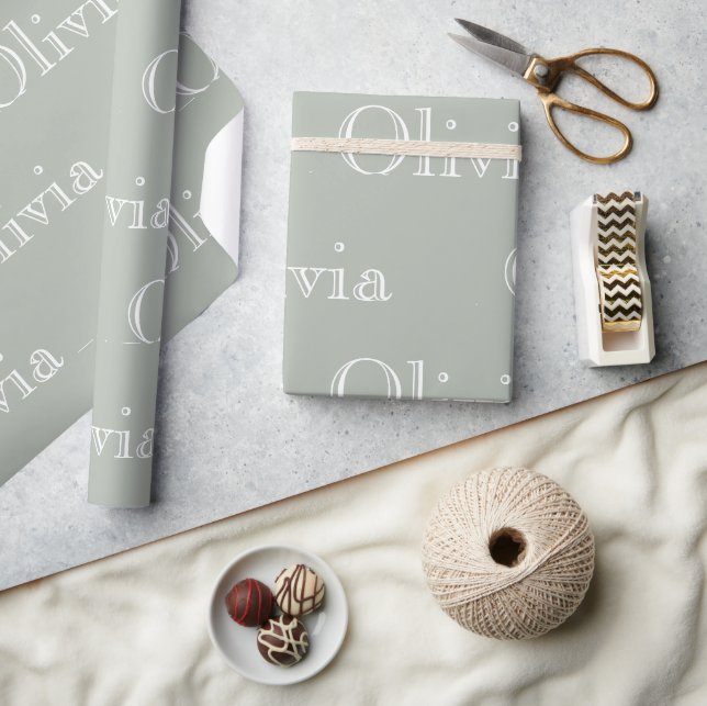 Modernes Gehäuse Personalisierter PastellScript Na Geschenkpapier (Kunsthandwerk)