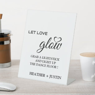 Modernes, Gelassen Liebe-Glühen Hochzeitsglanz-Zei Sockelschild