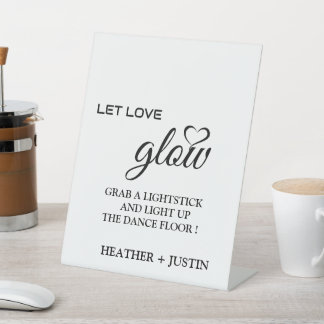 Modernes, Gelassen Liebe-Glühen Hochzeitsglanz-Zei Sockelschild