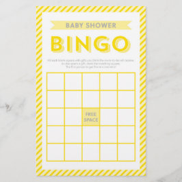 Modernes Gelb Streifen Baby Dusche Bingo Spiel Briefpapier