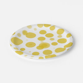 Modernes Gelb- und Weißpolka-Dot-Bubbles-Party Pappteller