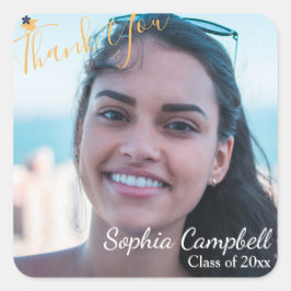 Modernes Gelbes Abschluss-Quadrat Quadratischer Aufkleber