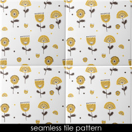 Modernes gelbes, bläsernes Muster aus dem Mittelal Fliese