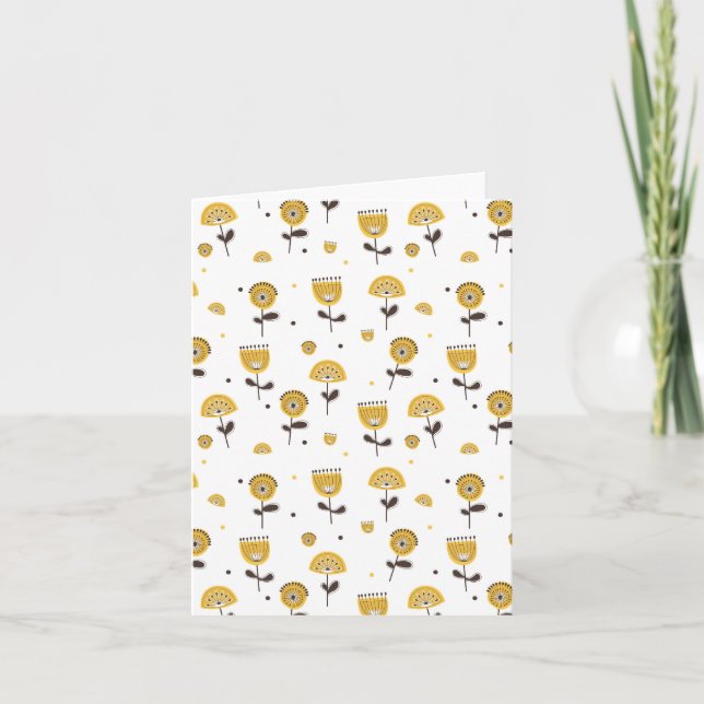 Modernes gelbes Blumenmuster aus dem Mittelalter Karte (Vorderseite)