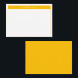 Modernes, gelbes Budget für einfache Border Name Mitteilungskarte<br><div class="desc">Moderne Minimalistische Note Card mit dem gewünschten Namen. Dieses schlichte Design zeichnet sich durch Ihren Namen oben aus,  gerahmt durch einen hellgelben Farbblock mit einem zarten Rahmen und solide gelb auf der Rückseite dieser Budget Note Karte.</div>