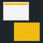 Modernes, gelbes Budget für einfache Border Name Mitteilungskarte<br><div class="desc">Moderne Minimalistische Note Card mit dem gewünschten Namen. Dieses schlichte Design zeichnet sich durch Ihren Namen oben aus,  gerahmt durch einen hellgelben Farbblock mit einem zarten Rahmen und solide gelb auf der Rückseite dieser Budget Note Karte.</div>