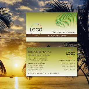 Modernes gelbes, glänzendes Palmblatt mit Logo Sti Visitenkarte