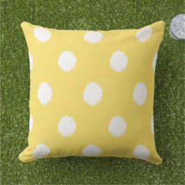 Modernes Gelbes Ikat Dots Muster Kissen