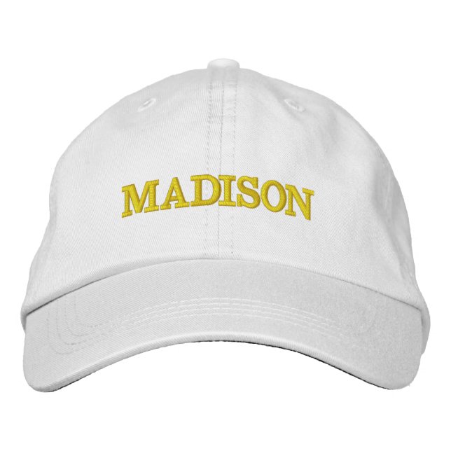 Modernes Gelbes individuelle Name-Monogramm Bestickte Baseballkappe (Vorderseite)