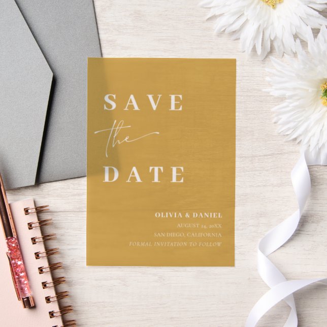 Modernes Gelbes Minimalistisches Elegantes Save th (Hochzeit)