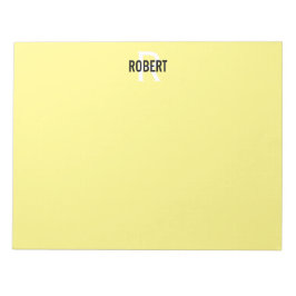 Modernes gelbes Monogramm-Notizblock Notizblock
