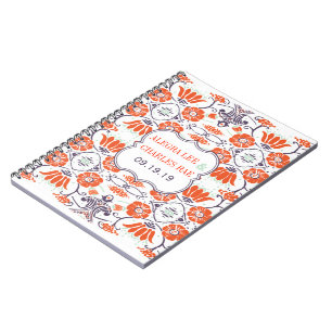 Modernes Gelbes Orange Aqua Mint Gästebuch Notizblock