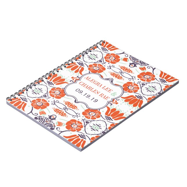 Modernes Gelbes Orange Aqua Mint Gästebuch Notizblock (Linke Seite)