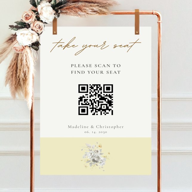 Modernes gelbes QR-Code für Hochzeiten Poster (Von Creator hochgeladen)