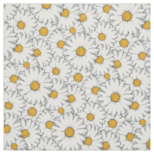 Modernes gelbes weißes Daisy-Floral-Muster Stoff