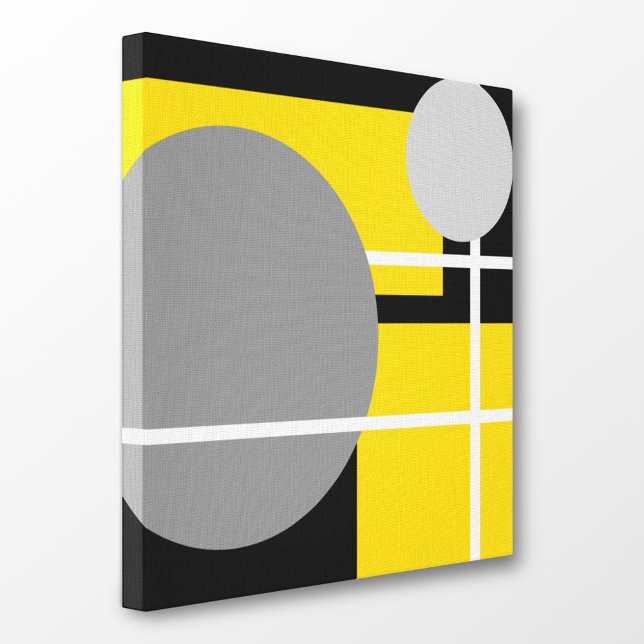 Modernes Gelbgrau Schwarz-weiß Leinwanddruck (Modern Yellow Gray Black White Canvas Print from Modern Shapes Canvas on Zazzle. Select your size.)