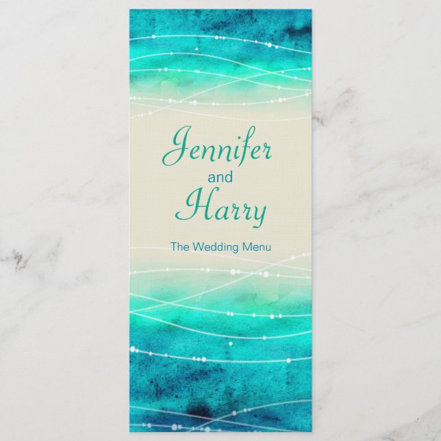 Modernes, gemaltes Hochzeitsmenü Menükarte (Vorderseite)