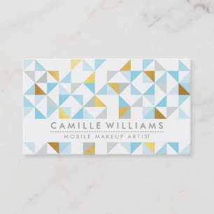 MODERNES GEOMETRIC Dreieck Aztec Muster grau blau Visitenkarte
