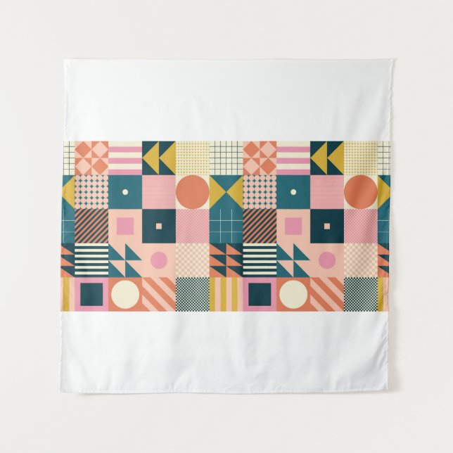 Modernes geometrisch abstraktes Musterdesign mit S Wandteppich (Vorderseite)