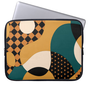Modernes geometrisch abstraktes Patchwork-Muster, Laptopschutzhülle