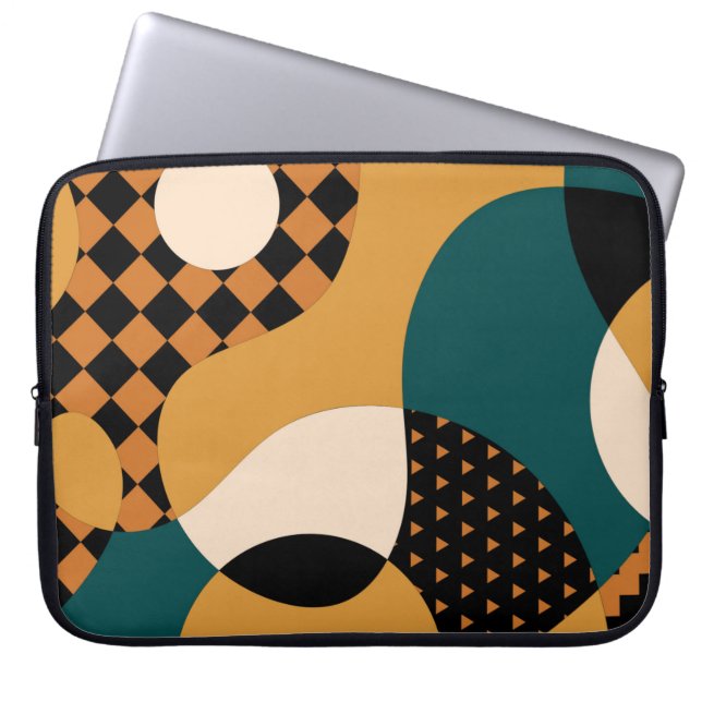 Modernes geometrisch abstraktes Patchwork-Muster,  Laptopschutzhülle (Vorderseite)