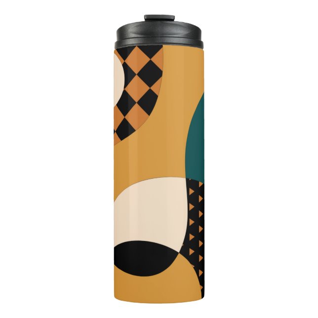 Modernes geometrisch abstraktes Patchwork-Muster,  Thermosbecher (Vorderseite)