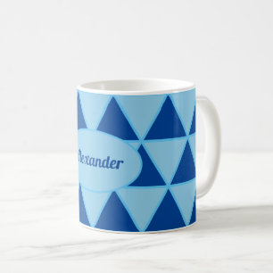 Modernes geometrisch blaues grafisches Muster mit Kaffeetasse