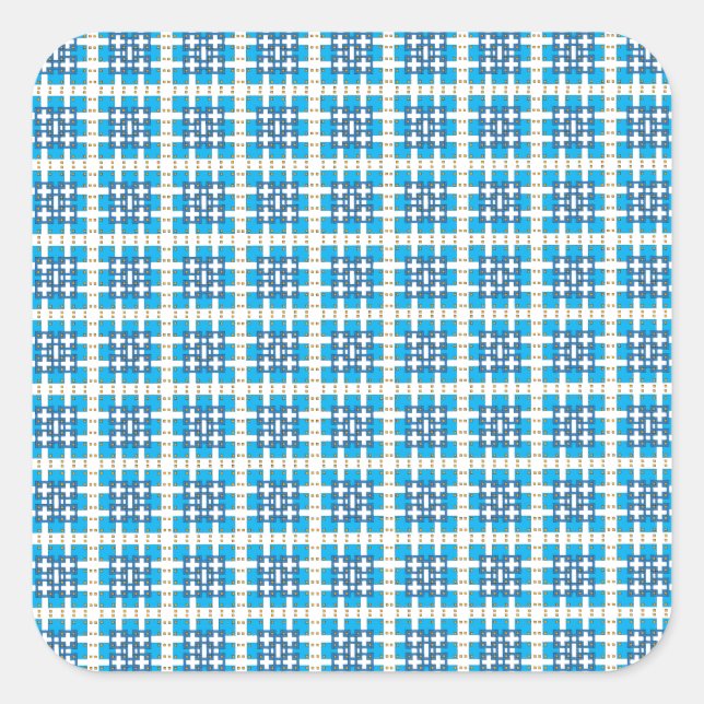 Modernes geometrisch blaues Seekartenmuster Quadratischer Aufkleber (Vorderseite)