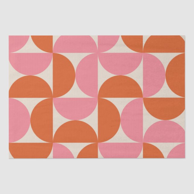 Modernes geometrisch-rosa-orangefarbenes Muster de Seidenpapier (Vorderseite)