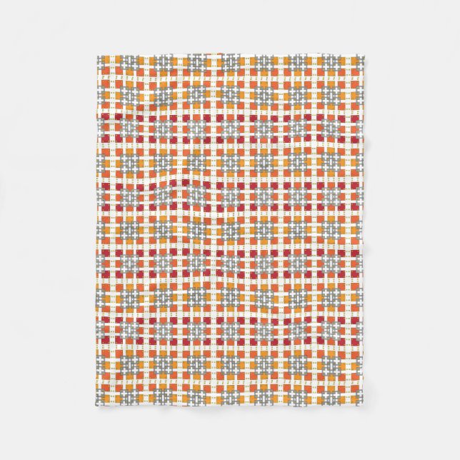 Modernes geometrisch rotes Muster der orangefarben Fleecedecke (Vorderseite)