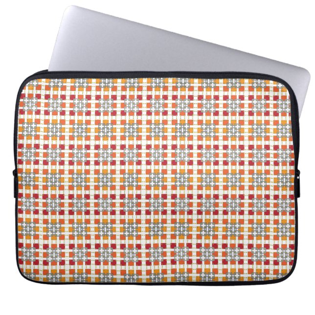 Modernes geometrisch rotes Muster der orangefarben Laptopschutzhülle (Vorderseite)