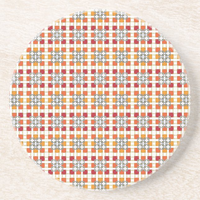 Modernes geometrisch rotes Muster der orangefarben Sandstein Untersetzer (Vorne)