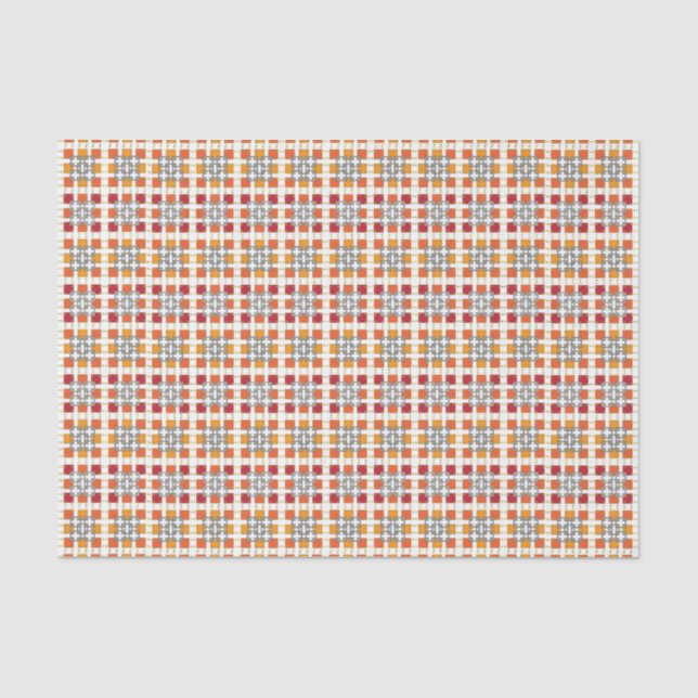 Modernes geometrisch rotes Muster der orangefarben Seidenpapier (Vorderseite)