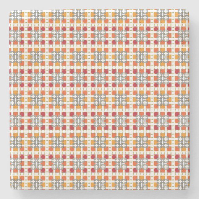 Modernes geometrisch rotes Muster der orangefarben Steinuntersetzer (Vorderseite)