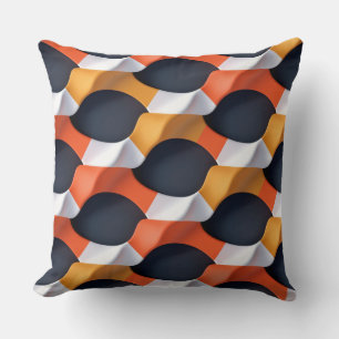 Modernes geometrisches 3D-Wellenmuster in fettfarb Kissen