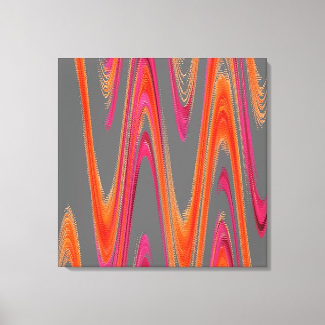 Modernes geometrisches Abstraktes Grau Orange Hot  Leinwanddruck (Vorderseite)