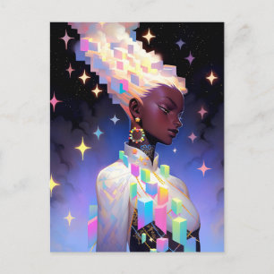 Modernes geometrisches Anime-Girl Postkarte