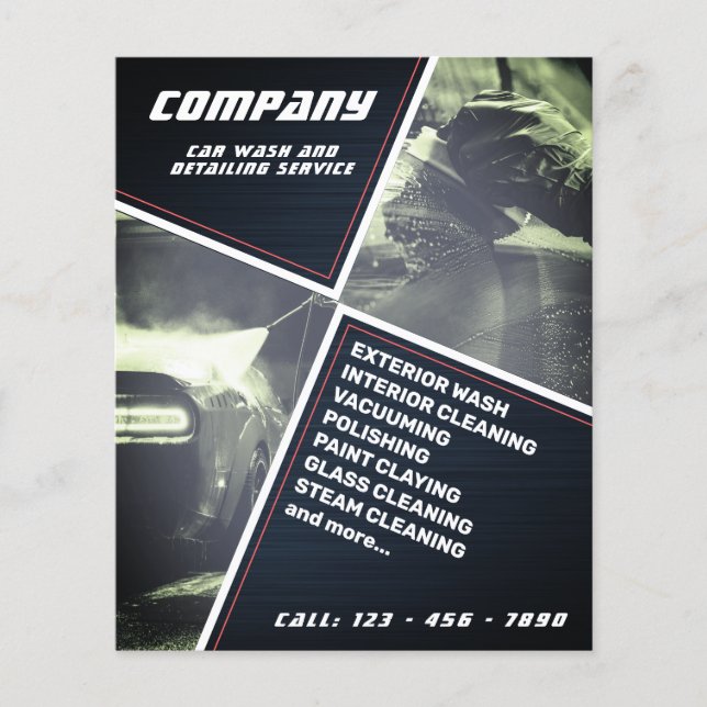 Modernes geometrisches Autowaschen und Details Flyer (Vorne)
