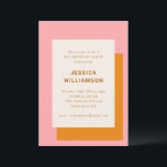 Modernes geometrisches Bat Mitzvah Party Rosa Oran Einladung<br><div class="desc">Moderne geometrische,  feine Party Einladung von Bat Mitzvah in Rosa und Orange</div>