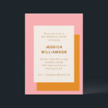 Modernes geometrisches Bat Mitzvah Party Rosa Oran Einladung<br><div class="desc">Moderne geometrische,  feine Party Einladung von Bat Mitzvah in Rosa und Orange</div>