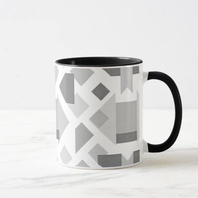 Modernes geometrisches Bild mit schwarzen Formen. Tasse (Rechts)