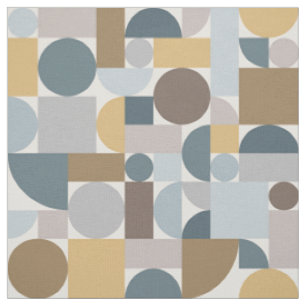 Modernes geometrisches blaues Gold Mitte des Jahrh Stoff