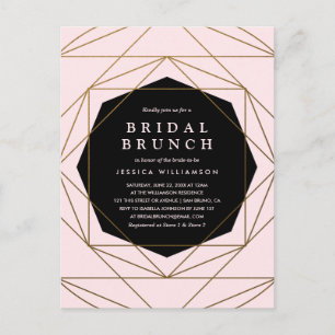 Modernes geometrisches Brunch in Gold, Blush & Bla Einladungspostkarte